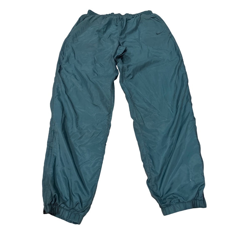 Vintage Nike Windbreaker Track Pants Teal Green XL 90s Swoosh Nylon Lined Mens